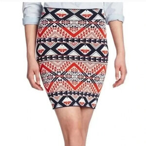 BCBGMAXAZRIA | Bohemian Aztec Southwestern Tribal Print Pencil Skirt Size XS